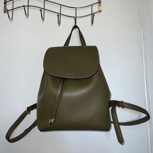 Lauren Ralph Lauren Dryden Flap Leather Backpack - Olive Green